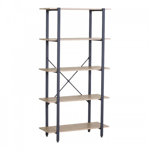 Βιβλιοθήκη Nebranzo Pakoworld Oak Με Μαύρο Μέταλλο 80X34X155.3Εκ