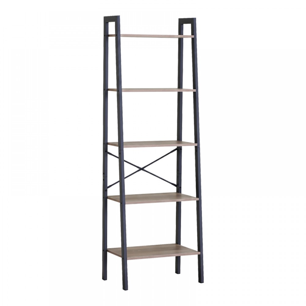 Βιβλιοθήκη Jebia Pakoworld Oak Με Μαύρο Μέταλλο 56X37X172.2Εκ