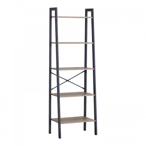 Βιβλιοθήκη Jebia Pakoworld Oak Με Μαύρο Μέταλλο 56X37X172.2Εκ
