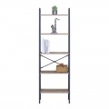 Βιβλιοθήκη Jebia Pakoworld Oak Με Μαύρο Μέταλλο 56X37X172.2Εκ