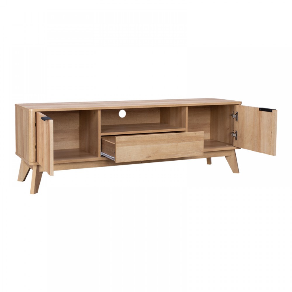 Έπιπλο Τηλεόρασης Hamea Pakoworld Mdf Σε Φυσική Απόχρωση 145X39,5X49Εκ