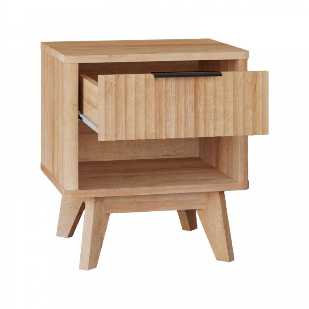 Κομοδίνο Hamea Pakoworld Mdf Σε Φυσική Απόχρωση 45X39.5X50.2Εκ