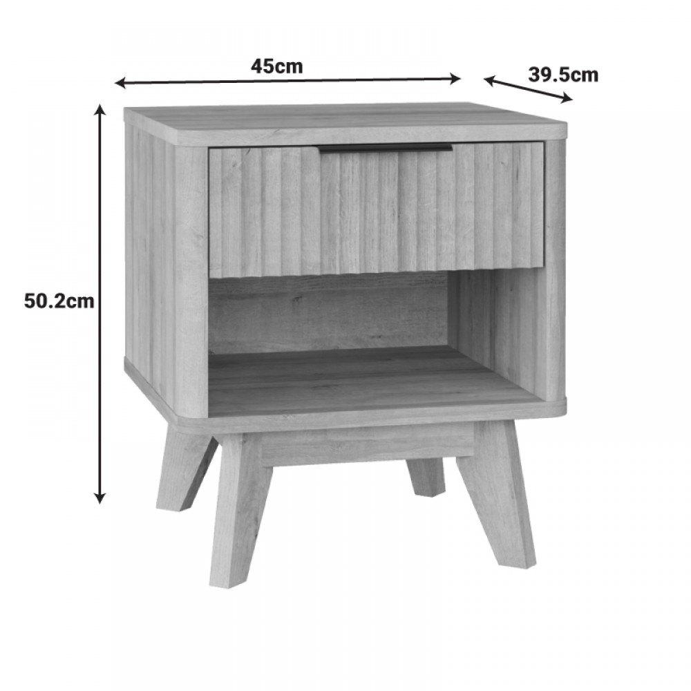 Κομοδίνο Hamea Pakoworld Mdf Σε Φυσική Απόχρωση 45X39.5X50.2Εκ