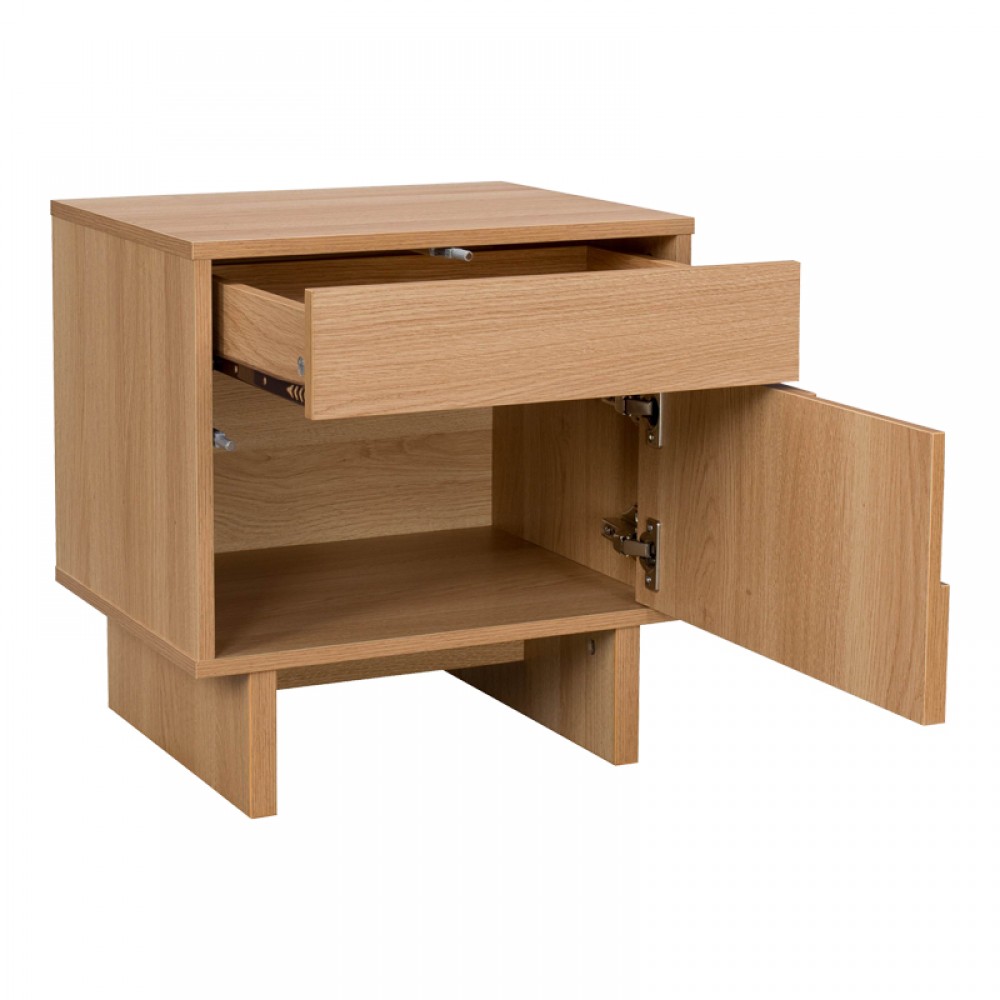 Κομοδίνο Jenfia Pakoworld Mdf Σε Φυσική Απόχρωση 48X39X50,5Εκ