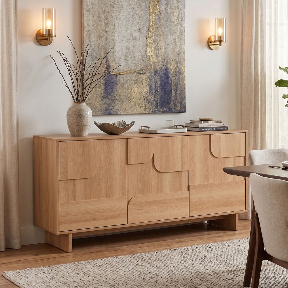 Μπουφές Jenfia Pakoworld Mdf Σε Φυσική Απόχρωση 150X39X75,5Εκ