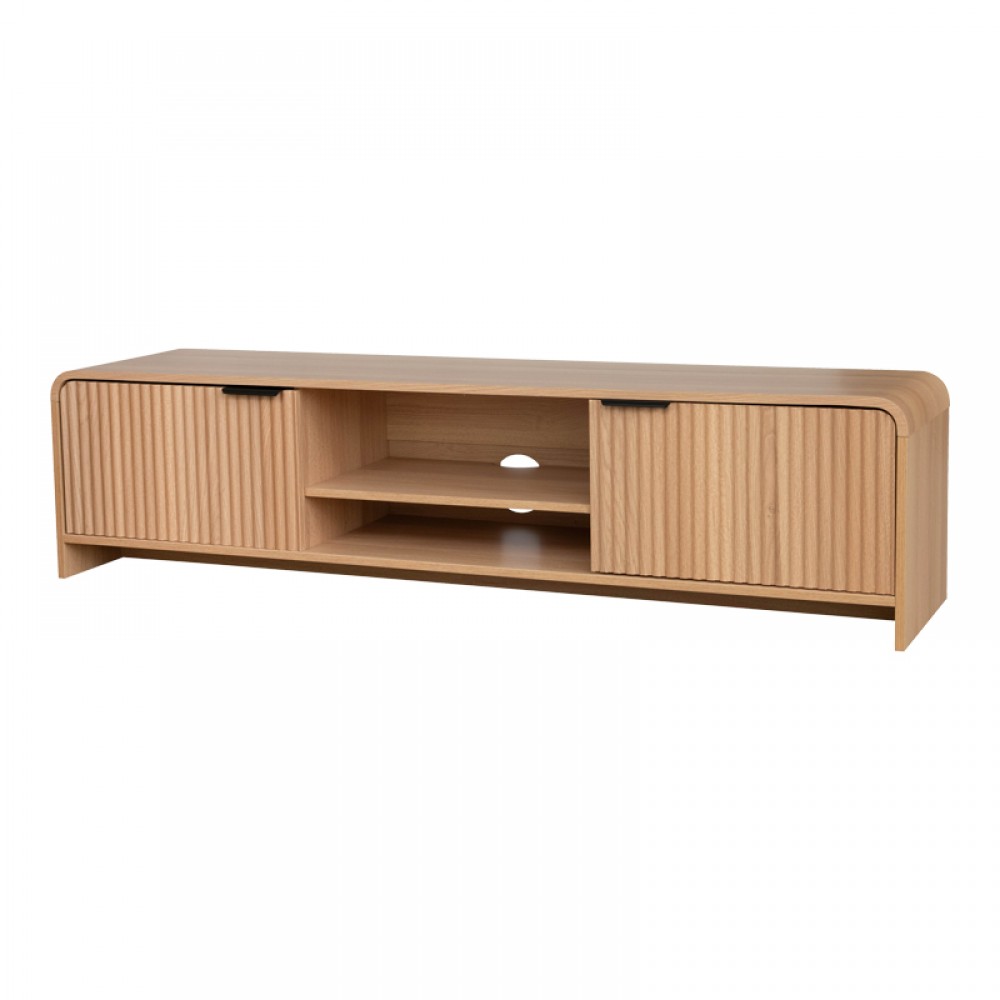Έπιπλο Τηλεόρασης Anfen Pakoworld Mdf Σε Φυσική Απόχρωση 160X39X40,5Εκ