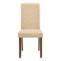Καρέκλα Zeben Pakoworld Εκρού Ύφασμα Με Καρυδί Rubberwood 43,5X55,5X93,5Εκ