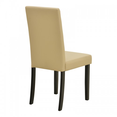 Καρέκλα Zeben Pakoworld Εκρού Pu Με Πόδι Μαύρο Rubberwood 43,5X55,5X93,5Εκ