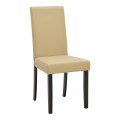Καρέκλα Zeben Pakoworld Εκρού Pu Με Πόδι Μαύρο Rubberwood 43,5X55,5X93,5Εκ