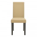 Καρέκλα Zeben Pakoworld Εκρού Pu Με Πόδι Μαύρο Rubberwood 43,5X55,5X93,5Εκ
