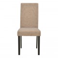 Καρέκλα Zeben Pakoworld Μπεζ Ύφασμα Με Πόδι Μαύρο Rubberwood 43,5X55,5X93,5Εκ