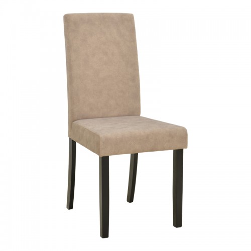 Καρέκλα Zeben Pakoworld Μπεζ Ύφασμα Με Πόδι Μαύρο Rubberwood 43,5X55,5X93,5Εκ