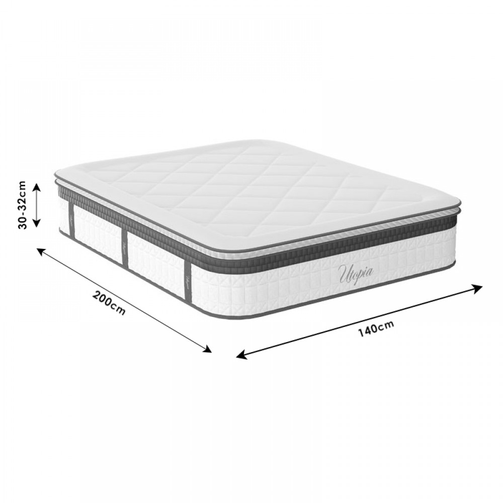 Στρώμα Utopia Pakoworld Pocket Spring Με Ανώστρωμα Aloe Vera 30-32Cm 140X200Εκ