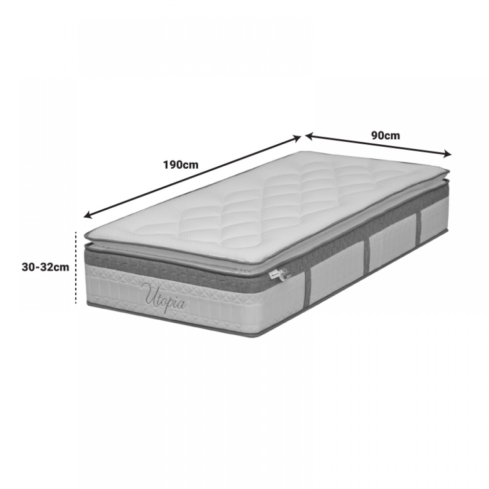 Στρώμα Utopia Pakoworld Pocket Spring Με Ανώστρωμα 30-32Cm 90X190Εκ