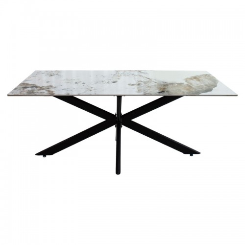 Τραπέζι Bethan Pakoworld Sintered Stone Λευκό Μαρμάρου-Μαύρο 180X90X75Εκ