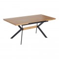 Τραπέζι Jessamy Pakoworld Επεκτεινόμενο Mdf 43Mm Σε Φυσική Απόχρωση Και Πόδι Μεταλλικό Μαύρο 160/200X90X76Εκ