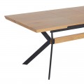 Τραπέζι Jessamy Pakoworld Επεκτεινόμενο Mdf 43Mm Σε Φυσική Απόχρωση Και Πόδι Μεταλλικό Μαύρο 160/200X90X76Εκ