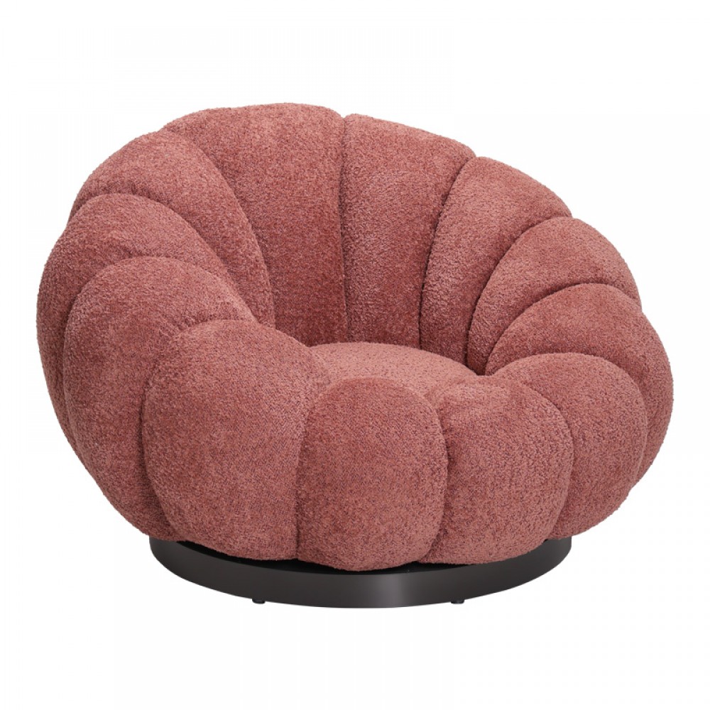 Πολυθρόνα Περιστρεφόμενη Nester Pakoworld Μπουκλέ Ύφασμα Σε Απόχρωση Σάπιο Μήλο 98X97X69Εκ