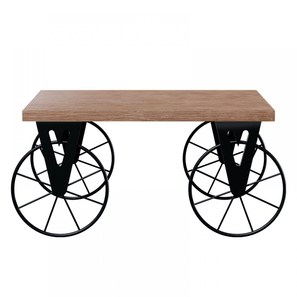 Τραπέζι Σαλονιού Bike Pakoworld Χρώμα Μαύρο-Καρυδί 85X55X41Εκ