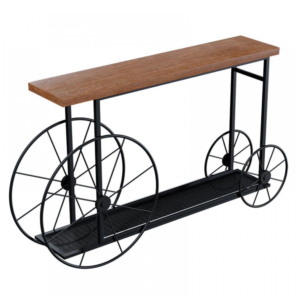 Κονσόλα Bike Pakoworld Χρώμα Μαύρο-Καρυδί 148X28X85Εκ