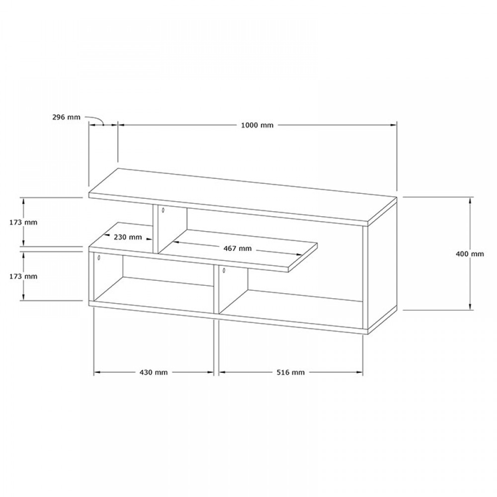 Έπιπλο Τηλεόρασης Waldo Pakoworld Λευκό 100X29,5X40Εκ