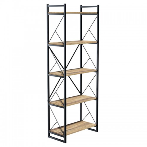 Βιβλιοθήκη Baker Pakoworld Καρυδί-Μαύρο 66X34X180Εκ