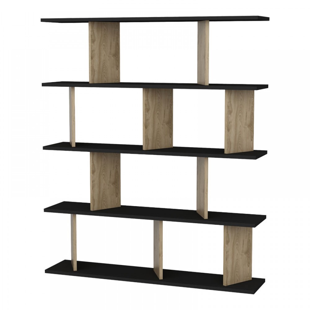 Βιβλιοθήκη Ratu Pakoworld Sonoma-Μαύρο 120X24,6X141Εκ