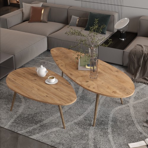 Τραπέζι Σαλονιού Monty Pakoworld 2 Τεμ. Σε Oak Απόχρωση 116X46X46Εκ