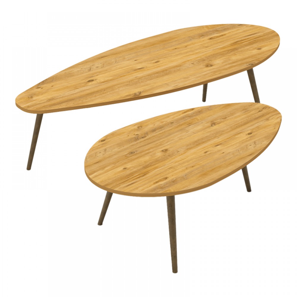 Τραπέζι Σαλονιού Monty Pakoworld 2 Τεμ. Σε Oak Απόχρωση 116X46X46Εκ