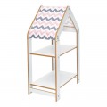 Ραφιέρα Τ. Montessori Zoilen Pakoworld Λευκό-Ροζ Mdf 50X30X80Εκ