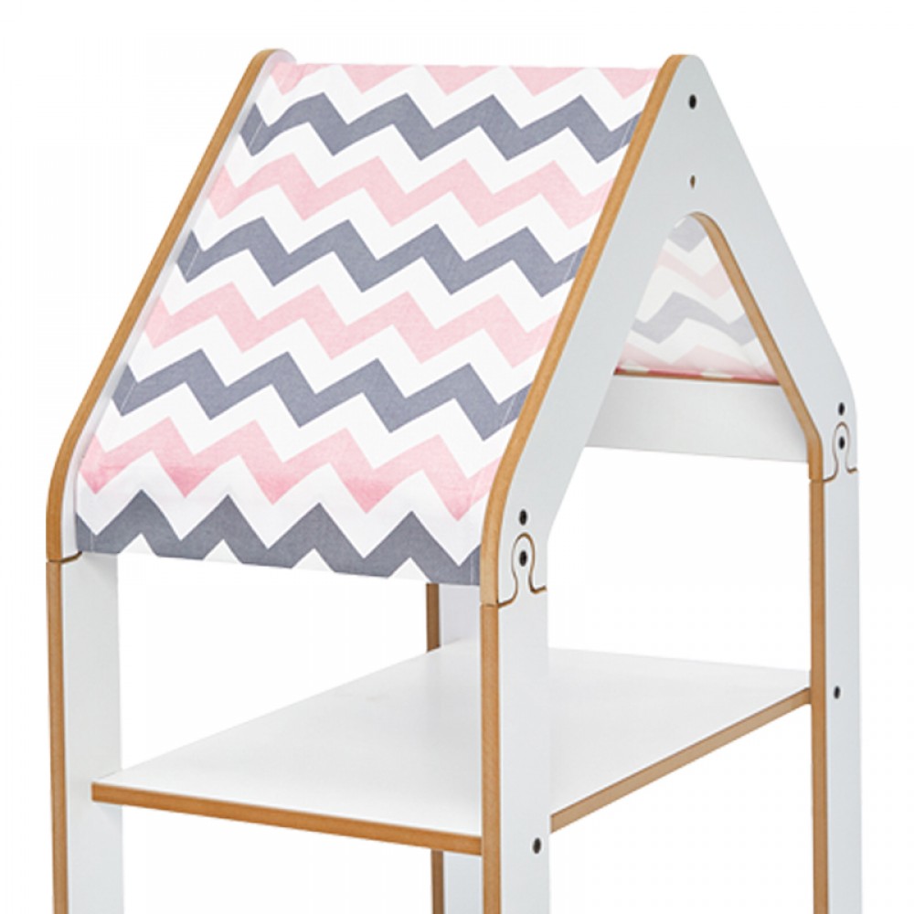 Ραφιέρα Τ. Montessori Zoilen Pakoworld Λευκό-Ροζ Mdf 50X30X80Εκ