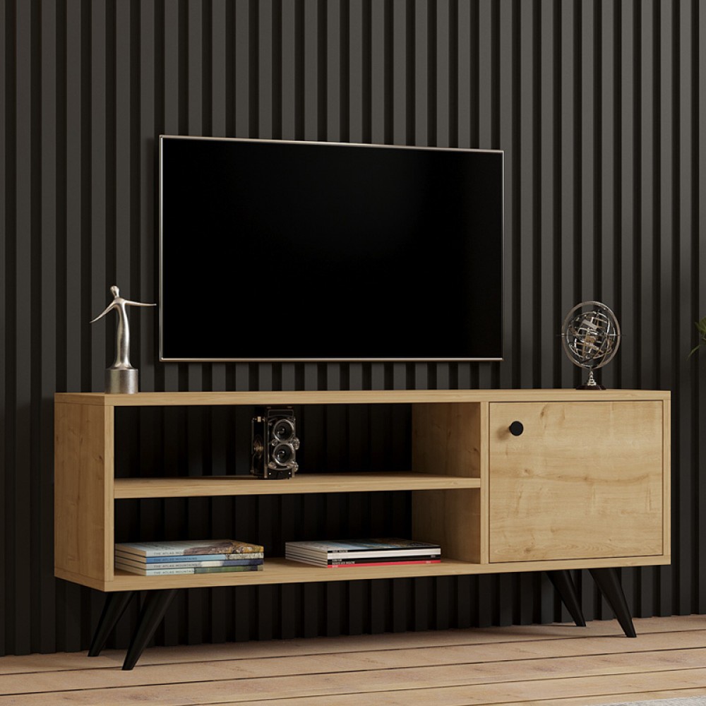 Έπιπλο Τηλεόρασης Wison Pakoworld Σε Oak Απόχρωση 120X29X50Εκ