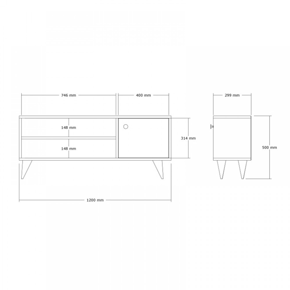 Έπιπλο Τηλεόρασης Wison Pakoworld Σε Oak Απόχρωση 120X29X50Εκ