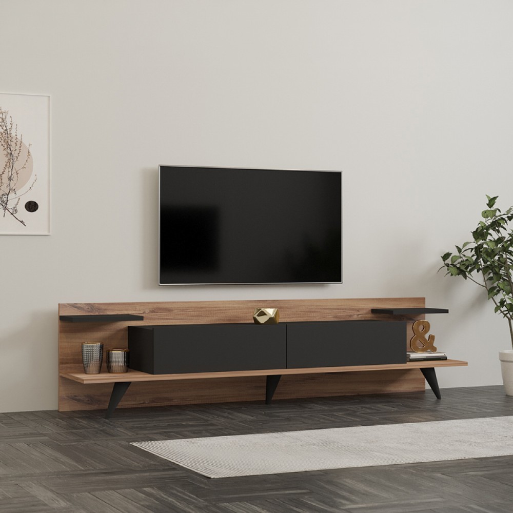 Έπιπλο Τηλεόρασης Astry Pakoworld Καρυδί Με Ανθρακί 180X36,8X45Εκ