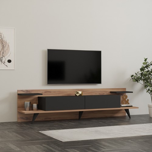 Έπιπλο Τηλεόρασης Astry Pakoworld Καρυδί Με Ανθρακί 180X36,8X45Εκ