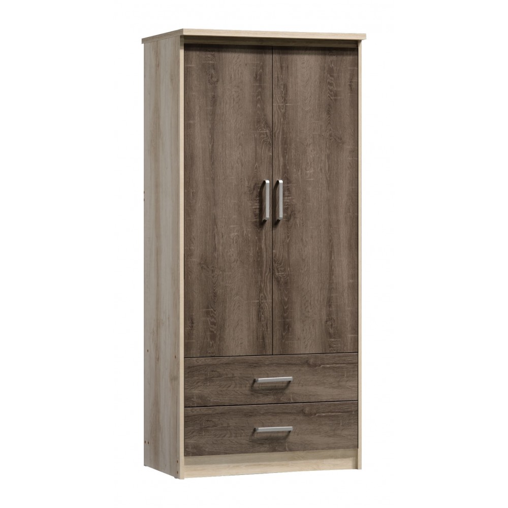 Ντουλάπα Ρούχων Δίφυλλη Olympus Pakoworld Χρώμα Castillo-Toro 81X57X183Εκ