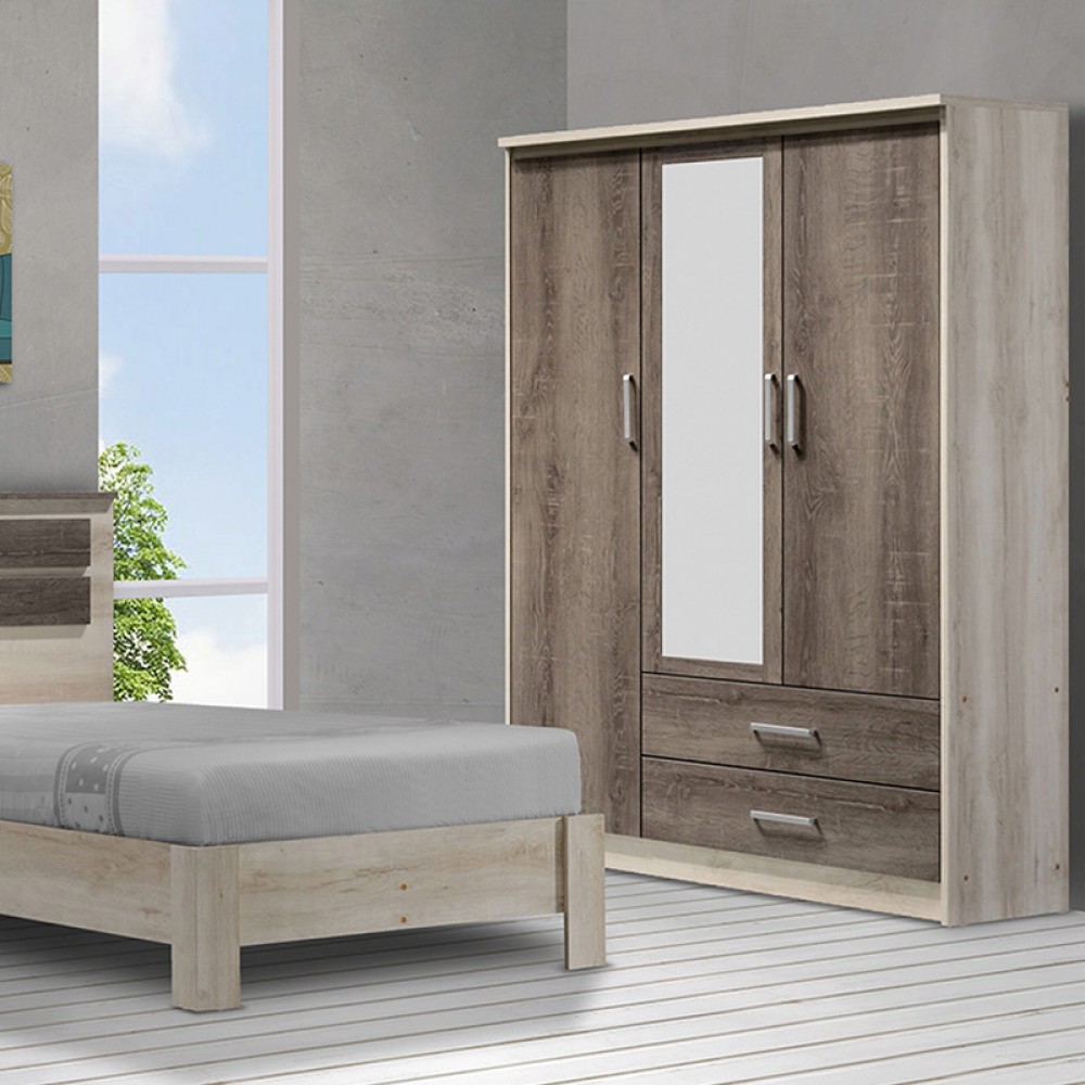 Ντουλάπα Ρούχων Τρίφυλλη Olympus Pakoworld Χρώμα Castillo-Toro 120X57X183Εκ