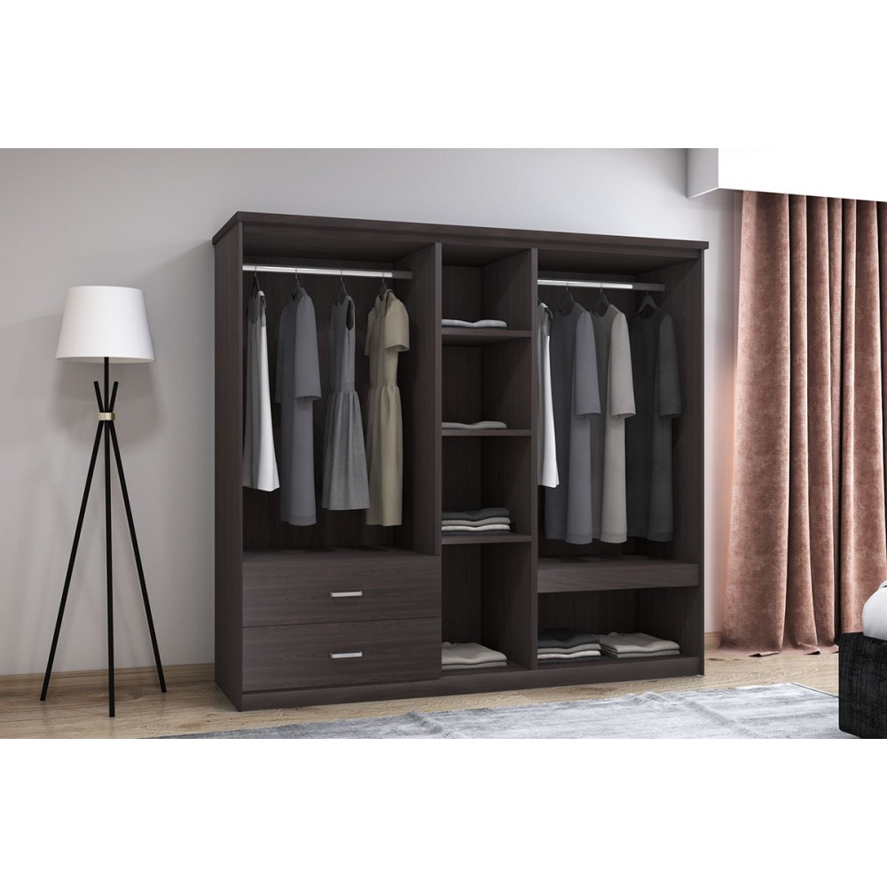 Ντουλάπα Ρούχων Πεντάφυλλη Olympus Pakoworld Χρώμα Wenge 198X57X183Εκ