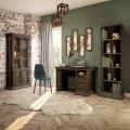 Βιβλιοθήκη Mozart Pakoworld Χρώμα Καρυδί 60X34,5X202,5Εκ