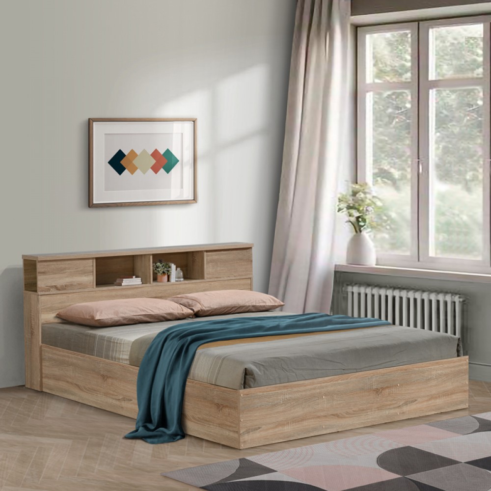 Κρεβάτι Διπλό Olympus Pakoworld Σε Sonoma Απόχρωση 160X200Εκ