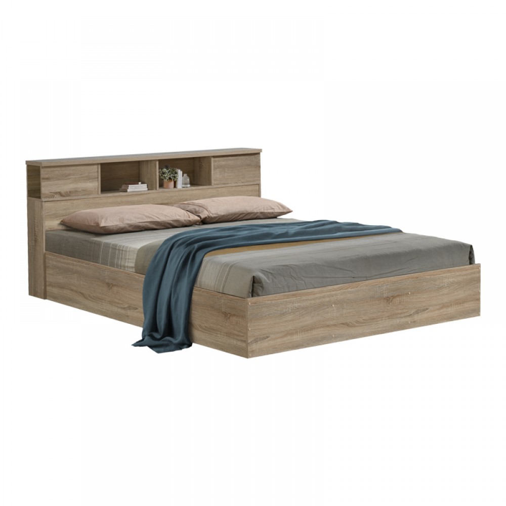 Κρεβάτι Διπλό Olympus Pakoworld Σε Sonoma Απόχρωση 160X200Εκ