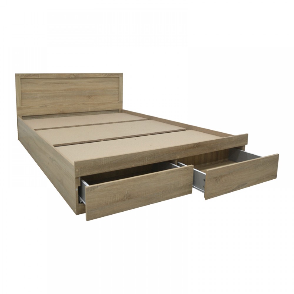 Κρεβάτι Olympus Pakoworld Με Συρτάρι Σε Sonoma Απόχρωση 140X200Εκ