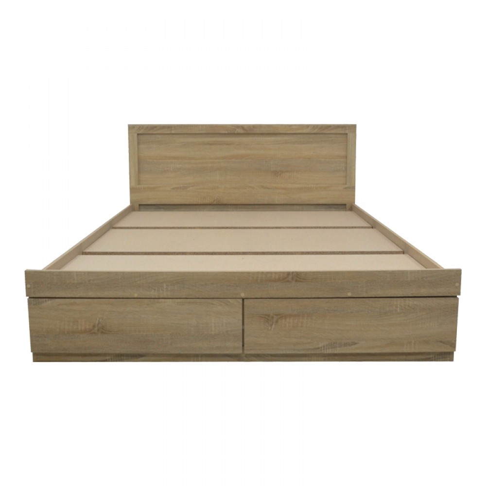 Κρεβάτι Olympus Pakoworld Με Συρτάρι Σε Sonoma Απόχρωση 140X200Εκ
