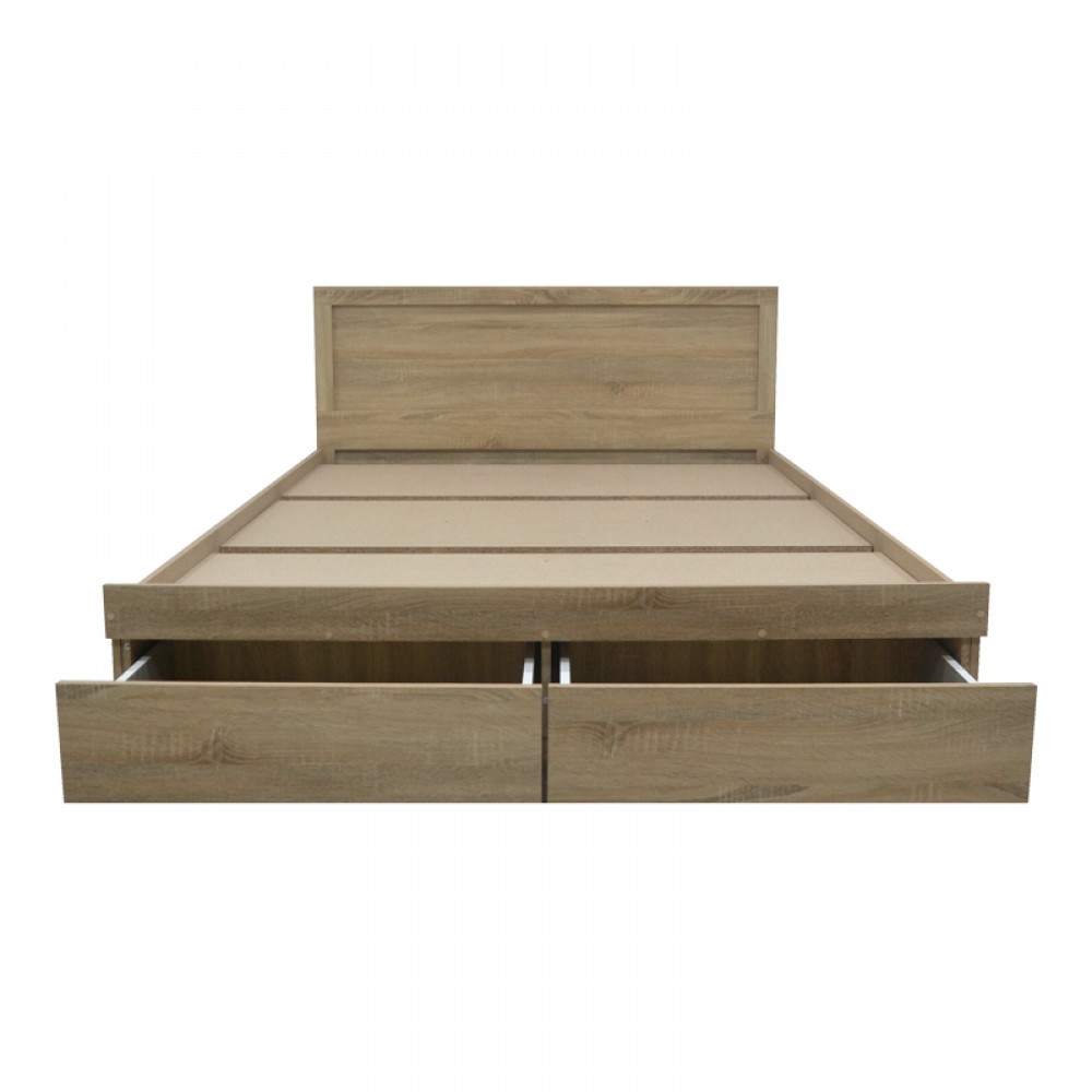 Κρεβάτι Olympus Pakoworld Με Συρτάρι Σε Sonoma Απόχρωση 140X200Εκ