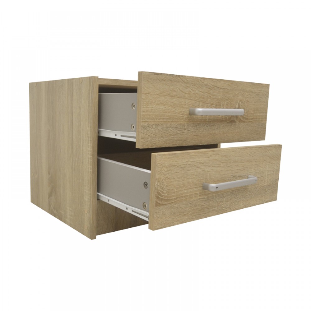 Κομοδίνο Olympus Pakoworld Με 2 Συρτάρια Σε Sonoma Απόχρωση 47.5X40.5X40.5Εκ