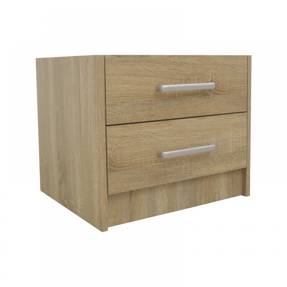 Κομοδίνο Olympus Pakoworld Με 2 Συρτάρια Σε Sonoma Απόχρωση 47.5X40.5X40.5Εκ