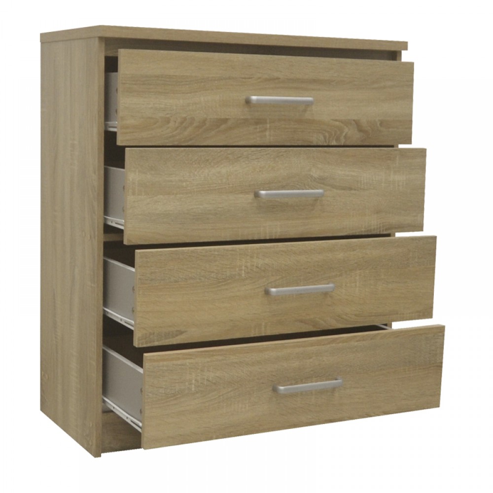 Συρταριέρα Olympus Pakoworld Με 4 Συρτάρια Σε Sonoma Απόχρωση 80.5X40X95Εκ