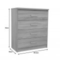 Συρταριέρα Olympus Pakoworld Με 4 Συρτάρια Σε Sonoma Απόχρωση 80.5X40X95Εκ