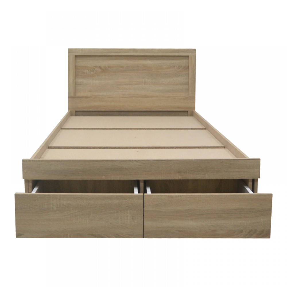 Κρεβάτι Olympus Pakoworld Με Συρτάρι Σε Sonoma Απόχρωση 120X200Εκ