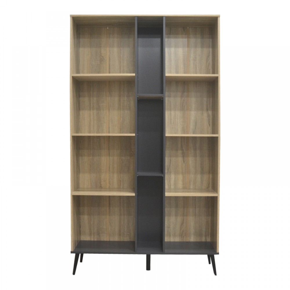 Βιβλιοθήκη Zezan Pakoworld Σε Sonoma-Ανθρακί Απόχρωση 114X30X200.5Εκ